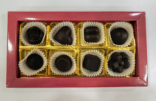 Eight pieces of centre filling chocolates