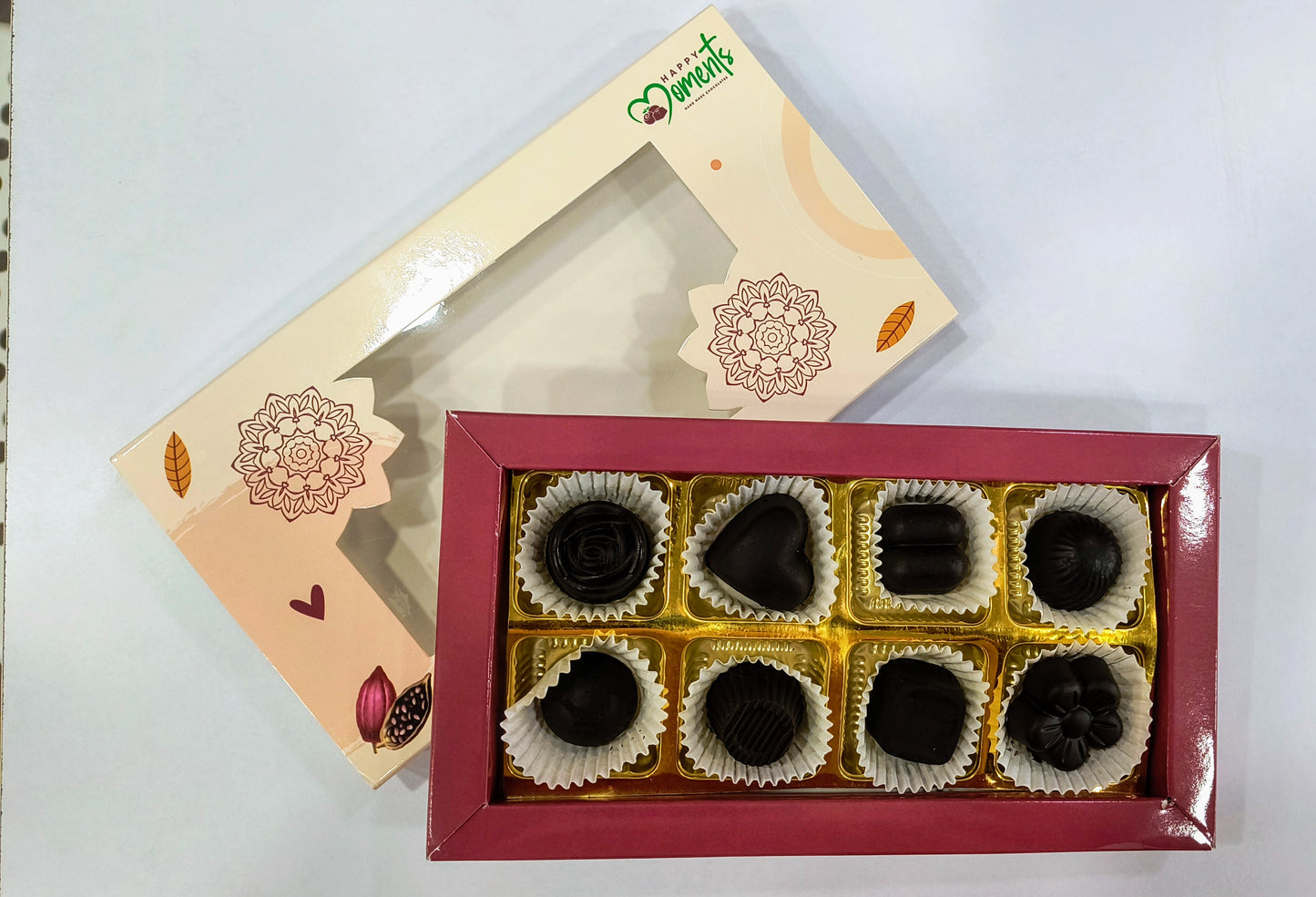 Eight pieces of centre filling chocolates