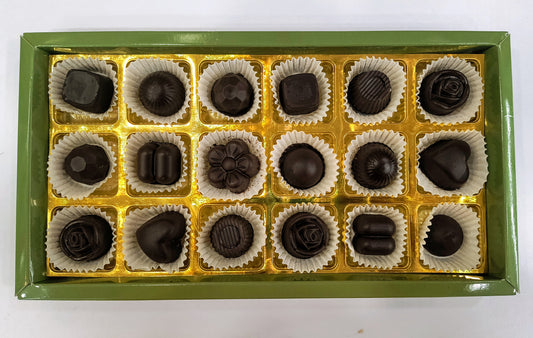 Eighteen pieces of the centre feeling chocolate.