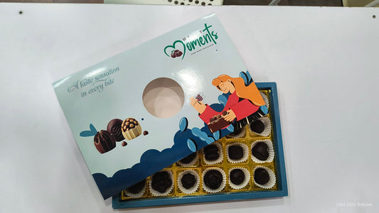 Twenty-fourpieces of centre feeling chocolates