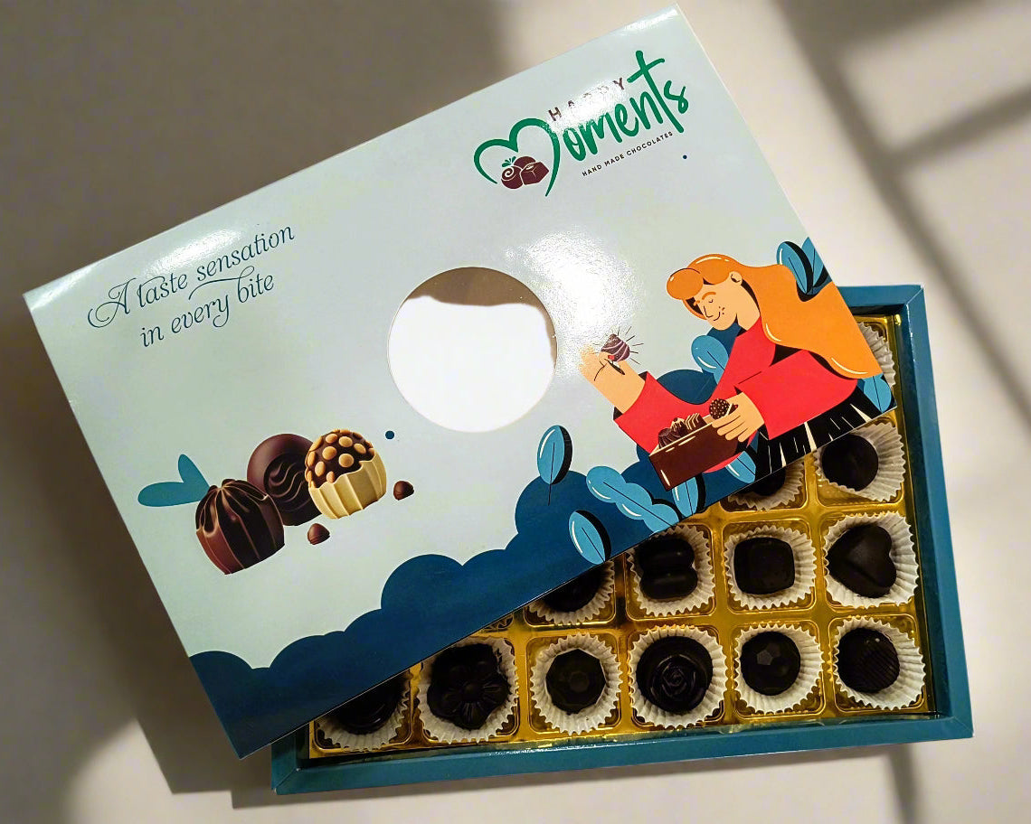 Twenty-fourpieces of centre feeling chocolates