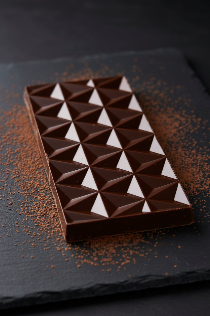 Decorative wall panel with geometric pyramid pattern in brown and gold.