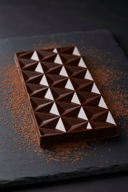 Decorative wall panel with geometric pyramid pattern in brown and gold.