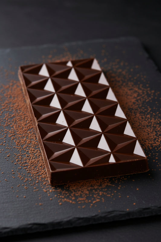 Decorative wall panel with geometric pyramid pattern in brown and gold.